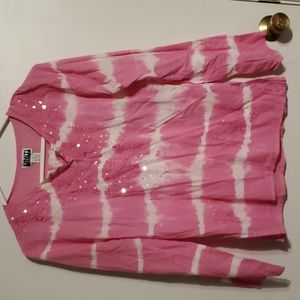 Uniti Casual women's M pink cotton tie dye thinner cotton shirt